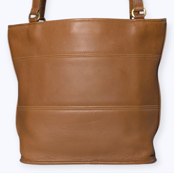 Vintage Coach Tribeca Shopper Tote Bag Tan Glove-Tanned Leather Authentic 9098 - Picture 2 of 16